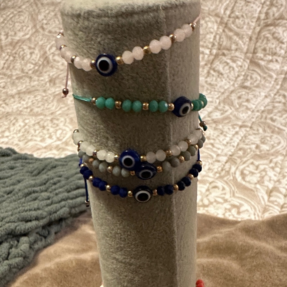 Elegant Evil Eye Beaded Bracelet Set